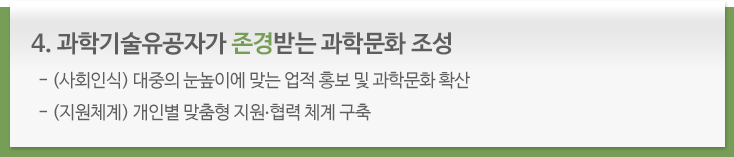 과학기술유공자가 존경받는 과학문화 조성